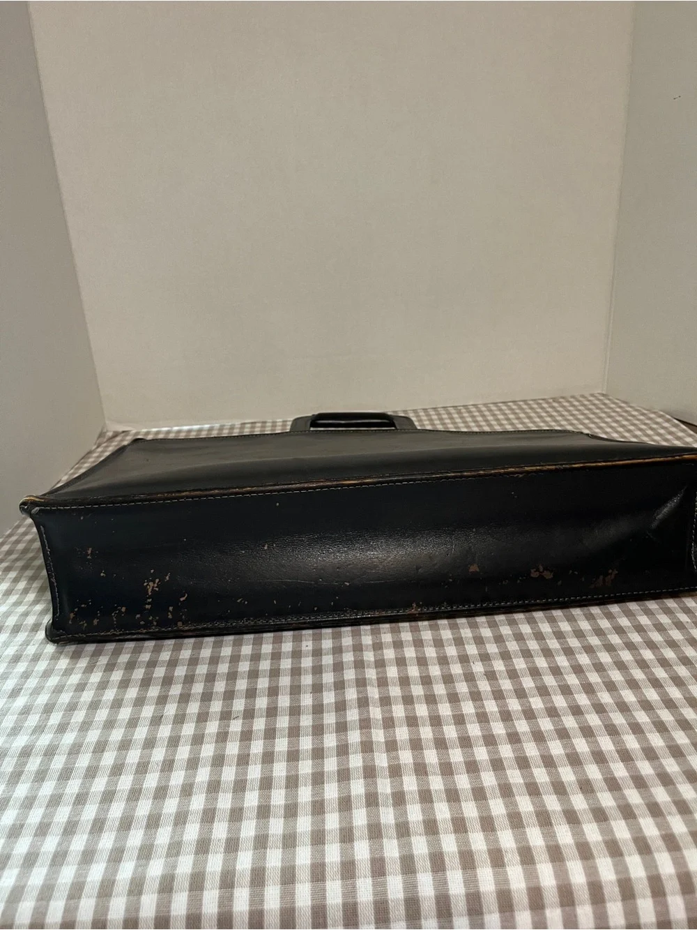 Vintage Schlesinger Brothers Black Leather Briefcase / Portfolio 1970's-80's